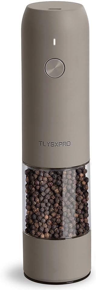 Electric Salt and Pepper Grinder, USB Rechargeable, Automatic Salt and Pepper Shaker, Adjustable Coarseness, Electric Pepper Mill, LED Light, Refillable, Kitchen Gadget (1-Pack, Stainless Steel)