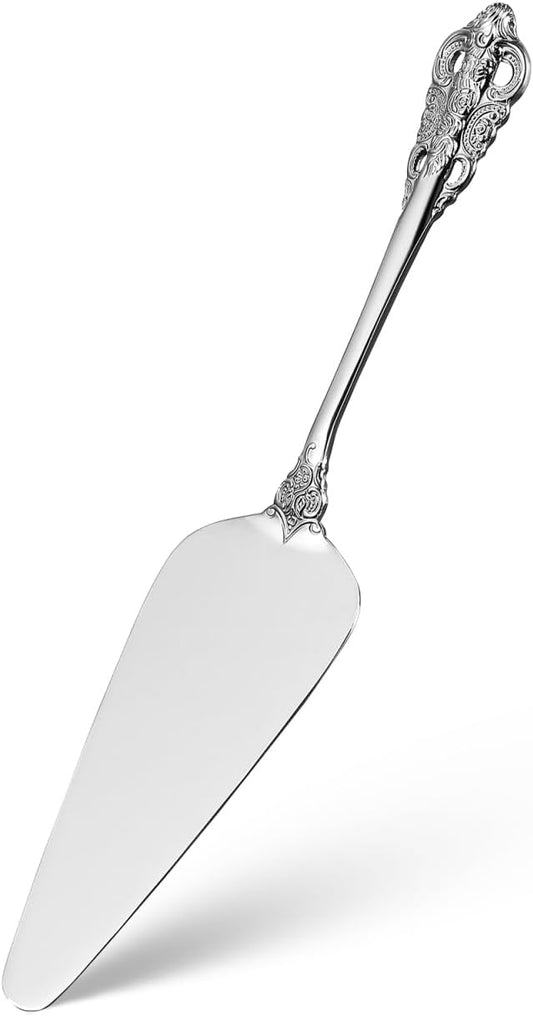 DECHOUS Cake Pie Server Spatula Stainless Steel Pizza Pastry Slicer Server Vintage Cake Cutter with Serrated Edges for Home Kitchen Birthday Wedding Parties