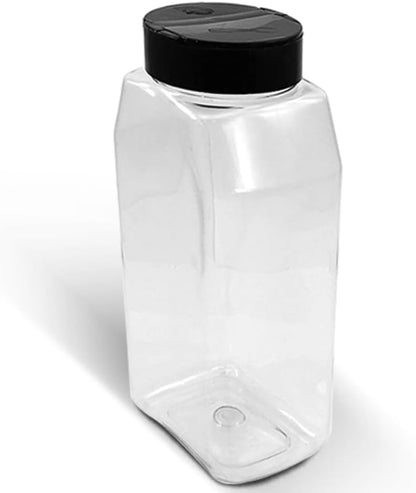 Pride Of India 32 Fl Oz Clear Spice Jar with Dual Opening Lid | Food Grade PET Plastic Oblong Jar | Reusable Organizer for Spices, Herbs, Coffee, Nuts, Snacks & Pet Treats | | 3-4 Cup Capacity