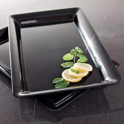 4 Rectangle White Plastic Heavy Duty Serving Trays 12" x 18" Decorative Wedding & Party Platters