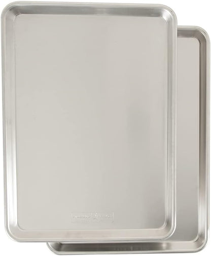 Nordic Ware Naturals Half Sheet Set - USA Made Aluminum Commercial Quality Sheet Pan for Baking or Roasting, Encapsulated Galvanized Steel Rim Prevents Warping, 2pk Half + Lid