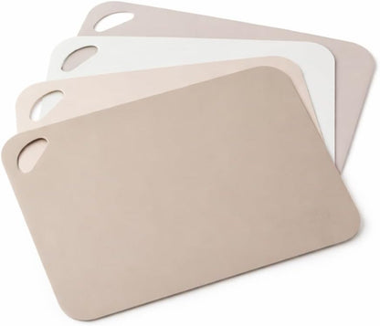 4-Piece Cutting Mats Set, Poly Kitchen Cutting Boards with Non-Slip Surface, Small & Medium Sizes for Food Prep, Flexible & Lightweight, Cream