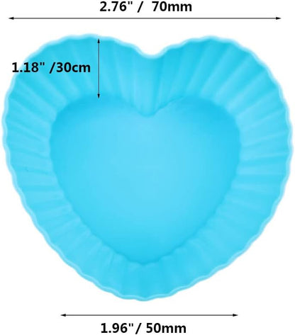 Silicone Cupcake Muffin Baking Cups Liners Molds Sets, Reusable Silicone Baking Cups, 12 Pieces, Heart
