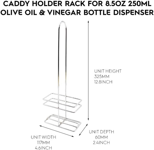 KALDEWEI 1 Pack Caddy Holder Rack for 17oz 500ml Oil & Vinegar Glass Cruet Bottle Dispenser, Square Shape Opening up to 2.4"x2.4" or 6x6cm