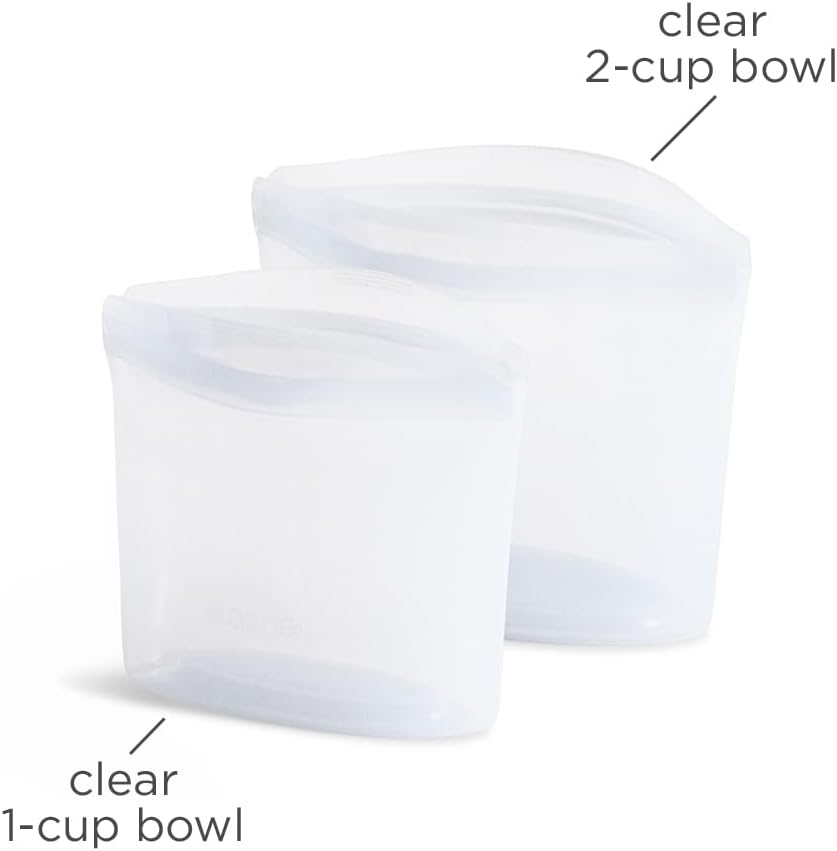 Stasher Premium Reusable Silicone Food Storage Bags, 2-Pack, Clear