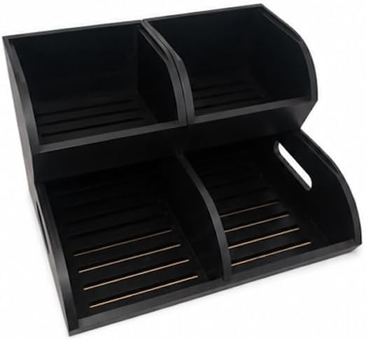Potato and Onion Storage Bin for Pantry and Kitchen Counter - Ventilated Stackable Bamboo Organizer Baskets with Handles