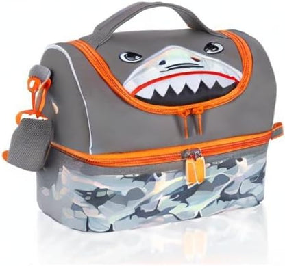 Kids Double Decker Cooler Insulated Lunch Bag, Back to School Large Meal Tote for Boys, Girls, Men, Women, with Adjustable Strap, Soccer
