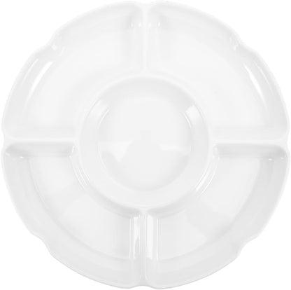 Kichvoe 12 Inch Five-Compartment Melamine Divided Serving Tray for Appetizers Snacks Fruits Nuts Party Platter