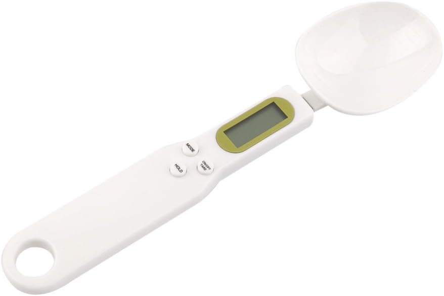 Food Scale Spoon, Digital Kitchen Scale High Precision Small Scale with Tare Function Weighing and Measuring Dry Liquid Ingredient Milk Tea Flour Medicine 1.1lb/500g(0.1g), C52 White