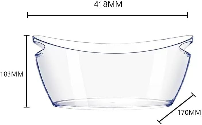 Clear Ice Bucket for Parties, 6L Large Acrylic Beverage Tub with Handles & Scoop, Thick BPA-Free Plastic Wine Chiller Bucket for Champagne, Beer, Mimosa Bar, BBQ & Entertaining(1 Pcs)