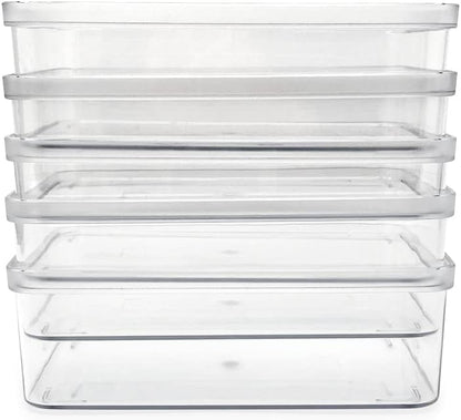 Isaac Jacobs 2-Pack Square Clear Storage Bins (10” L x 10” W x 6.1” H) w/Cutout Handles, Plastic Organizer for Home, Office, Kitchen, Fridge/Freezer, Bathroom, BPA Free, Food Safe (2-Pack, Square)