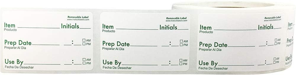 Removable Shelf Life Labels for Food Rotation Use by Food Preparation 2 x 3 Inch 500 Adhesive Stickers