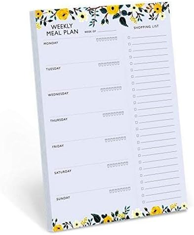 Weekly Magnetic Meal Planner Notepad - Food Planning Organizer and Grocery List Pad, Premium 52 Pages, with Tear Away Perforated Shopping List
