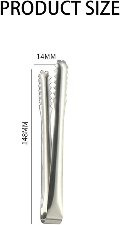 2 Pcs 304 Stainless Steel Ice Tongs, 6 inches Ice Tube Tongs for Ice Bucket Ice Sugar Cubes Coffee Bar Food Serving etc