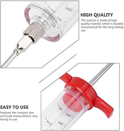 Meat Injector Plastic with 2 Stainless Steel Needles and Brushes