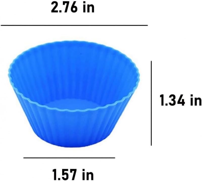 Silicone Baking Cups, Reusable Cupcake Liners, Non-stick Muffin Molds, 12 Pieces