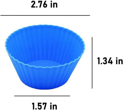 Silicone Baking Cups, Reusable Cupcake Liners, Non-stick Muffin Molds, 12 Pieces