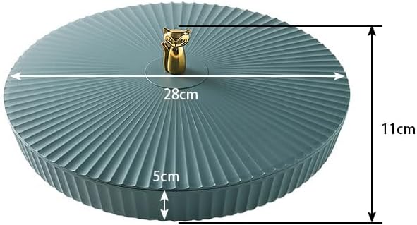 Surakey 12" Appetizer Tray Snack Serving Tray with Lid 5 Compartments 360 Degrees Rotatable Plastic Food Storage Organizer for Dried Fruits Nuts Candies Sweet Cookies (Blue)