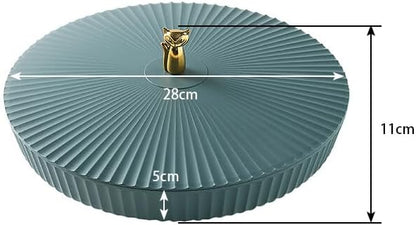 Surakey 12" Appetizer Tray Snack Serving Tray with Lid 5 Compartments 360 Degrees Rotatable Plastic Food Storage Organizer for Dried Fruits Nuts Candies Sweet Cookies (Blue)
