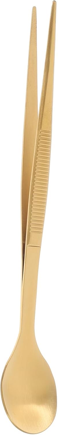 Tasting Spoon with Tweezer, 2 in 1 Stainless Steel Chef Spoon Serving Tongs, Professional Chef Tool for Cooking Plating Buffet Banquet Barbecue Grilling Appetizer, Multi
