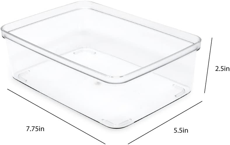 Isaac Jacobs 2-Pack Square Clear Storage Bins (10” L x 10” W x 6.1” H) w/Cutout Handles, Plastic Organizer for Home, Office, Kitchen, Fridge/Freezer, Bathroom, BPA Free, Food Safe (2-Pack, Square)