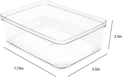 Isaac Jacobs 2-Pack Square Clear Storage Bins (10” L x 10” W x 6.1” H) w/Cutout Handles, Plastic Organizer for Home, Office, Kitchen, Fridge/Freezer, Bathroom, BPA Free, Food Safe (2-Pack, Square)