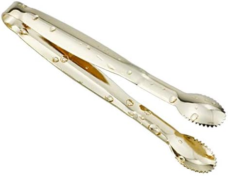 HINMAY Mini Appetizer Tongs 5.75" Stainless Steel Tongs, Set of 4 (Gold)