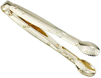 HINMAY Mini Appetizer Tongs 5.75" Stainless Steel Tongs, Set of 4 (Gold)