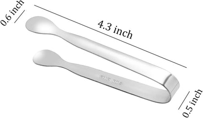 8 Pack Small Ice Tongs Mini Sugar Tongs Stainless Steel Sweet Tongs Appetizers Tongs for Sugar Cubes Ice Cubes Dessert Buffet Picnic, Golden