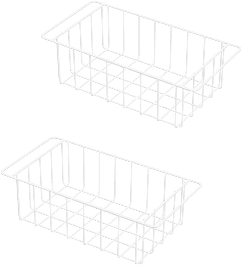 16Lx12W inch Wider Freezer Storage Organizer Baskets Container, Deep Metal Wire Chest Upright Refrigerator Divider Bins with Built-in Handles for Cabinet, Pantry, Closet, Kitchen(3)