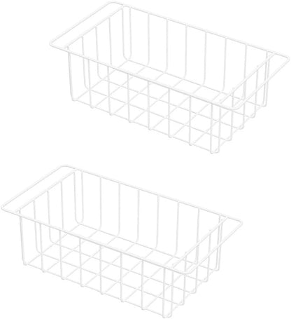 16Lx12W inch Wider Freezer Storage Organizer Baskets Container, Deep Metal Wire Chest Upright Refrigerator Divider Bins with Built-in Handles for Cabinet, Pantry, Closet, Kitchen(3)
