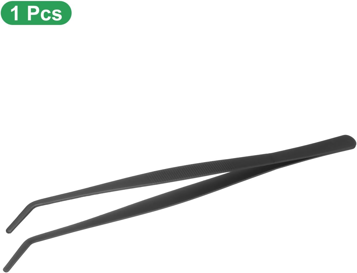 HARFINGTON Stainless Steel Tweezers 4.9 Inch Precision Tweezers with Curved Serrated Tip Multi-Purpose Kitchen Tongs for Cooking Gardening Repairing Craft, Black