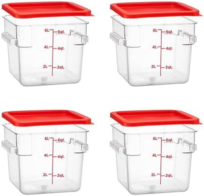 Tiger Chef 18 Quart Commercial Grade Clear Food Storage Square Polycarbonate Containers With Blue Lids 4 Pack