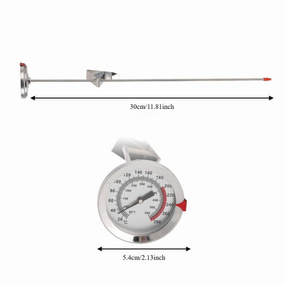 Stainless Steel Oil Fry Thermometer,Long Probe Food Temperature Gauge with Clip for Deep Frying,Candy,Milk,BBQ Cooking(M 30cm)