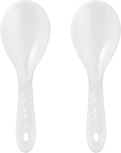 2-Piece Plastic Rice Paddle & Spoon, White E