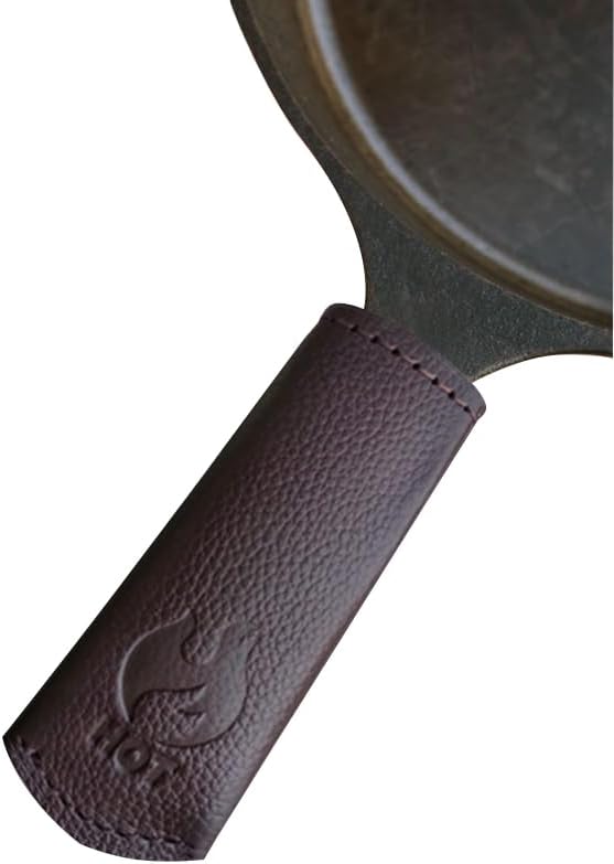 Leather Cast Iron Skillet Pan Handle Cover (Standard 4.5) Thick Leather Heat Resistant Handle Holder for Cast Iron Skillets & Pans (Handmade)