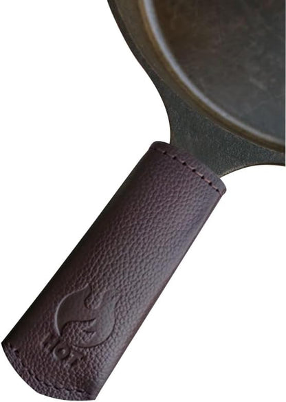 Leather Cast Iron Skillet Pan Handle Cover (Standard 4.5) Thick Leather Heat Resistant Handle Holder for Cast Iron Skillets & Pans (Handmade)