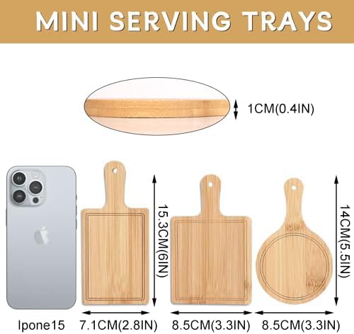 6inch Mini Cutting Board, 6 PCS Bamboo Cheese Board Set