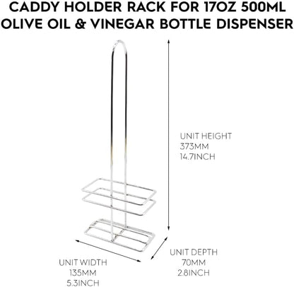 KALDEWEI 1 Pack Caddy Holder Rack for 17oz 500ml Oil & Vinegar Glass Cruet Bottle Dispenser, Square Shape Opening up to 2.4"x2.4" or 6x6cm