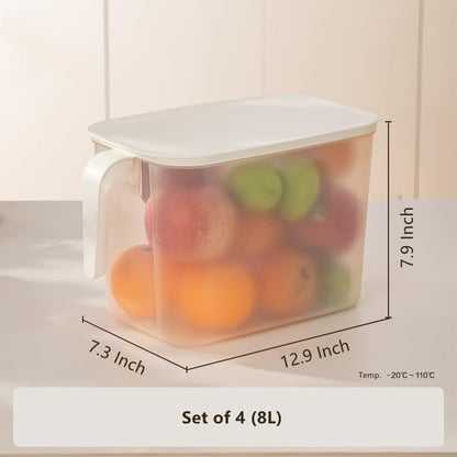 MineSign 2 Pack Plastic Divided Veggie Storage Containers with Lids and Handles for Fridge Storage Organizer Boxes for Refrigerator Produce Beans Fruits Organzation