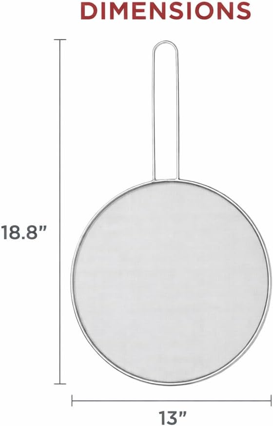 HIC Kitchen Splatter Screen, 18/8 Stainless Steel with Fine Mesh, 9-Inch, Fits Up To 8.5-Inch Pans