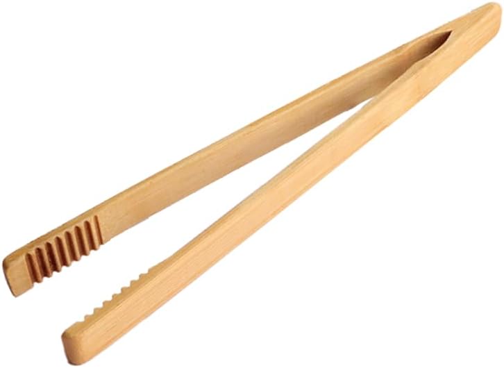 1 Pieces Bamboo Toast Tongs, 9.8 Inches Long Wood Toaster Tongs with Anti-slip Design, Tongs for Cooking with Cooking Oil Coating, Eco-friendly (9.8 Inches)