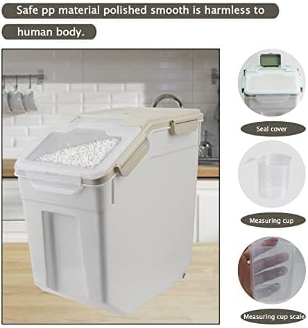 Large Flour Storage Container Bin 25lb, 2Pack Airtight Rice Storage Containers with Measuring Cup&Scoop, BPA Free with Wheels Seal Locking Lid for Flour, Rice, Grain (50LBS Total, Blue)