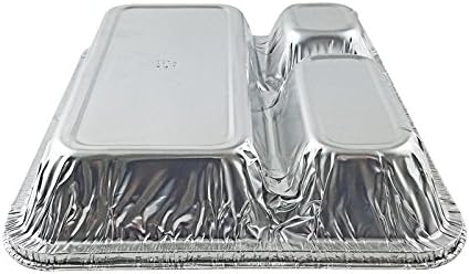Handi-Foil Large Aluminum 3-Compartment Oblong Tv Dinner Tray Pan w/Lid 25/Pk (pack of 25)