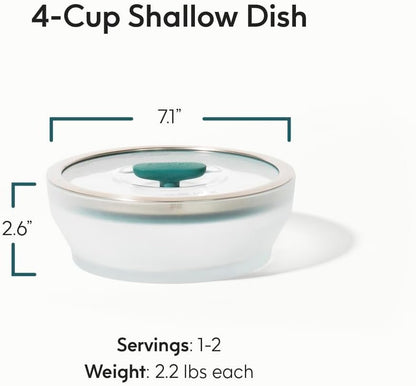 Anyday 4-Cup Glass Microwave Steamer & Food Storage (Clear Black Sesame)