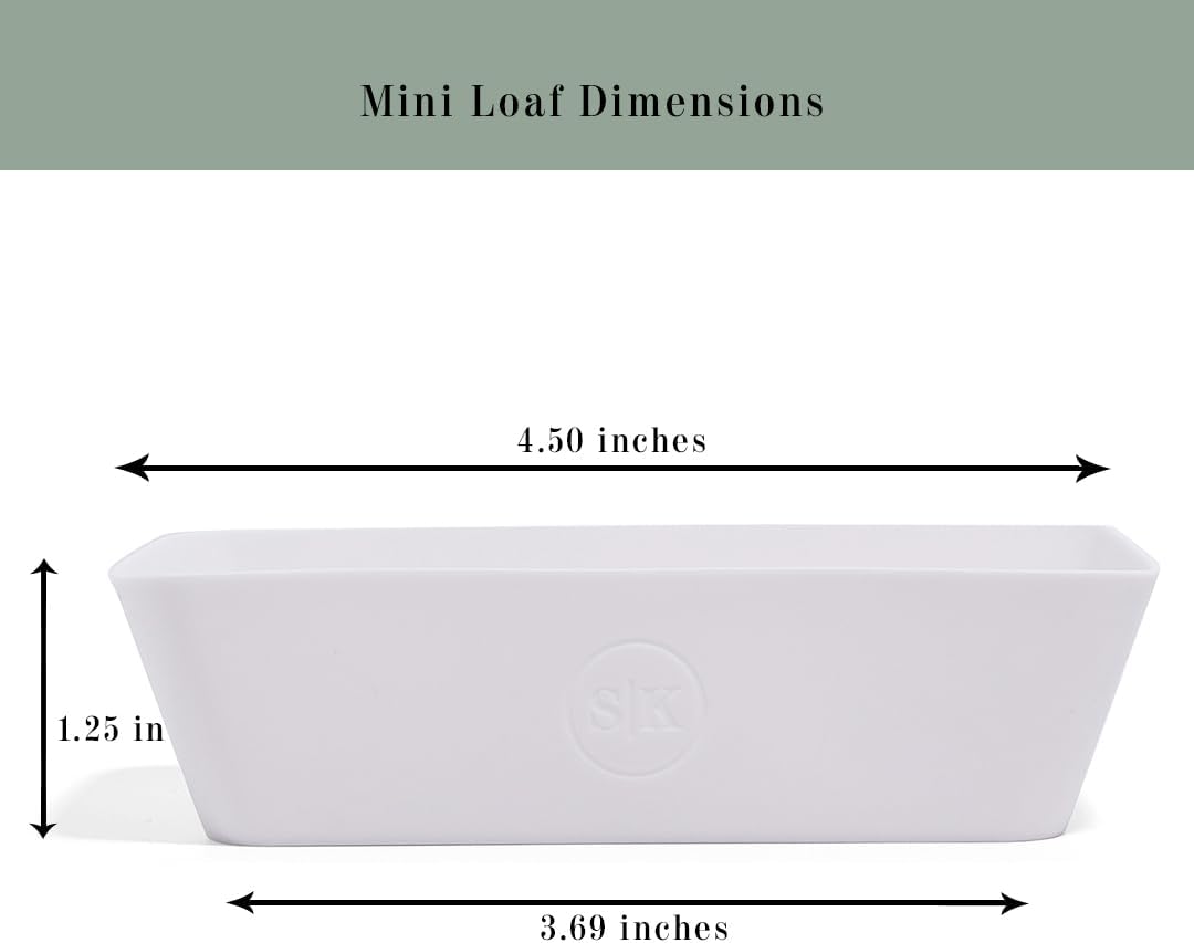 The Silicone Kitchen Silicone Individual Mini Loaf Pans - Reusable, Non-Toxic, BPA Free, Dishwasher Safe, Bento Box Accessories (12 Pack, White)