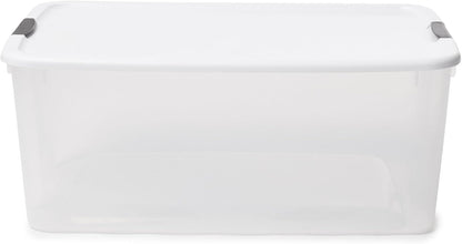 Sterilite 6-Pack Ultra Latching Box, Storage Bins with Lids, Clear Plastic, 18 Qt – Large Heavy-Duty Organizing Bin Containers for Home, Closet, Kitchen, Pantry, Bathroom, and Office