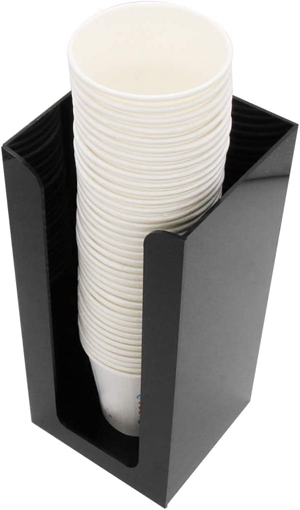 Tirifer Disposable Paper Cup Dispenser, Acrylic Coffee Cup and Lid Storage Organizer Holder, Coffee Milk Tea Shop Restaurant Accessories Christmas Party Supplies, 3 Compartments
