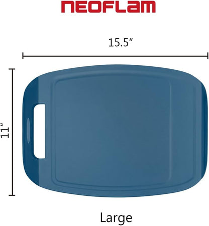 Neoflam BiJu 2-Piece BPA-Free Cutting Board Set - Large 11"x15.5" & Small 7"x10" - Reversible, Non-Slip, Dishwasher Safe (Blue)