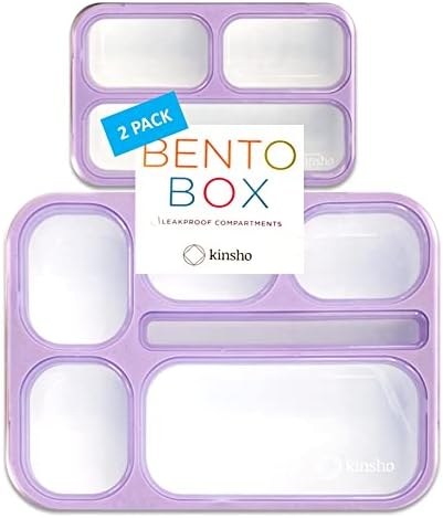 kinsho Bento Lunch-Box Set for Kids includes Snack Container | 6 and 3 Compartment Boxes Leakproof School Bentos, Meal Portion Control Containers, Boys Girls Adults, Navy Blue Large + MINI 2 Pack Set